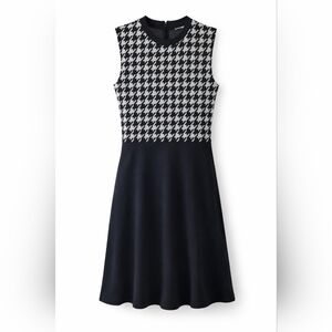 Vero Moda Black and White Houndstooth Midi Dress